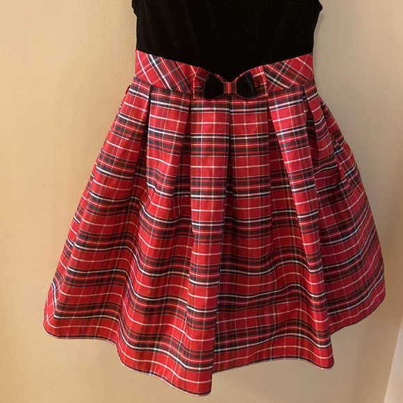 Jona Michelle black velvet look top with red plaid dress size 8 - Picture 4 of 11